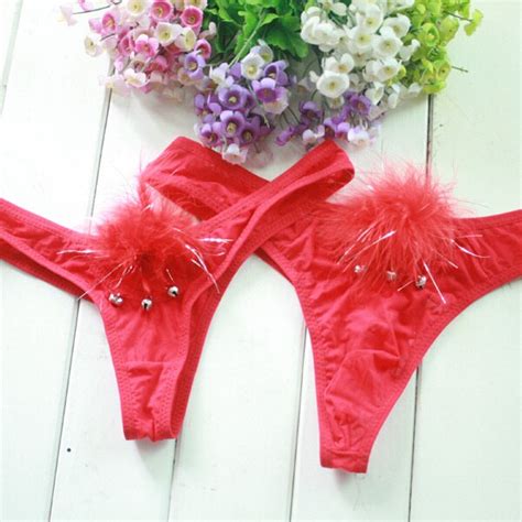 Women And Men Feather Sexy Couples Underwear Lace Thongs G String V String Panties Knickers