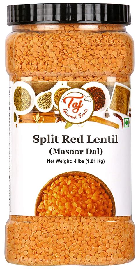 Taj Premium Indian Masoor Dal Red Lentils 4 Pounds Jar Everything