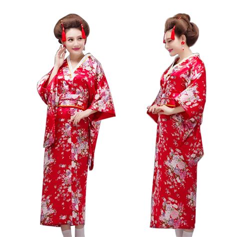 Vintage Japanese Geisha Kimono Yukata Haori Costume Retro Women Dress