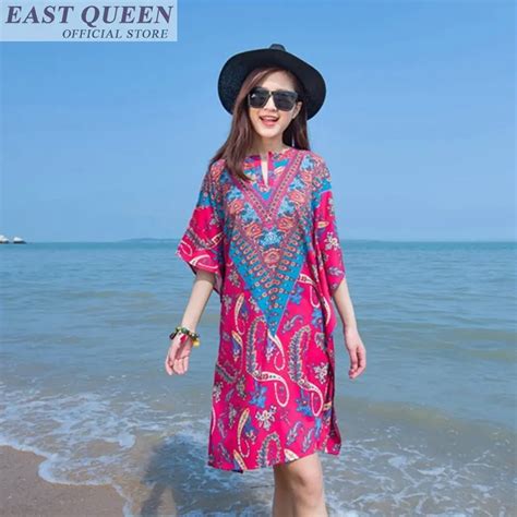 2018 summer boho bohemian women beach clothes dress floral print o neck tropic dress random self
