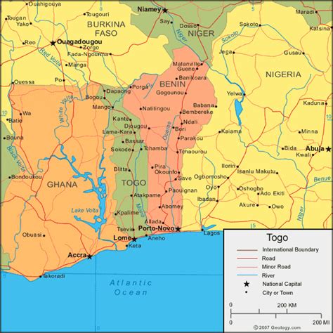 Togo Map And Satellite Image