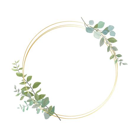 Golden Circle Frame With Green Leaves Decoration Vector Leaf Leaves