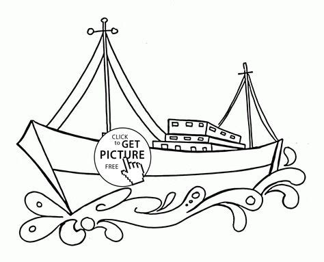 Cargo Ship coloring page for kids, transportation coloring pages