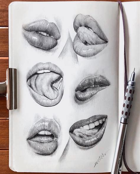 Sketchbook Drawing Of Lips Mouth Close Up I Pencil Art Idea I Drawing