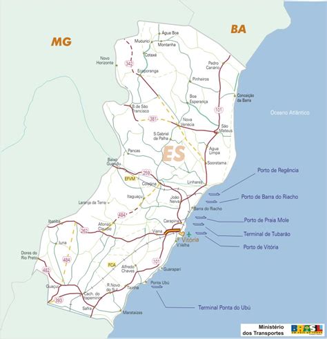 Espírito Santo State Federal Highway Map Brazil