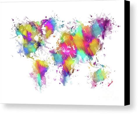 World Map Splash Art Canvas Print Canvas Art By Justyna Jaszke Jbjart
