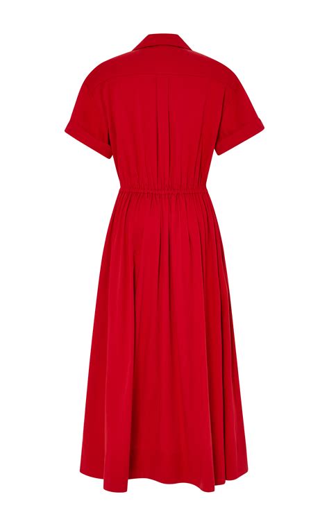 Lyst Rosie Assoulin Red Cotton Twill Belted Jane Shirt Dress In Red