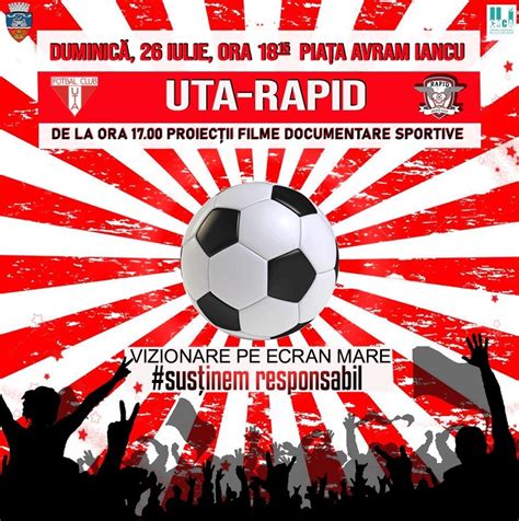 A win for one team, a win for the other team or a draw. UTA - Rapid București, pe ecran mare, în Piața Avram Iancu ...