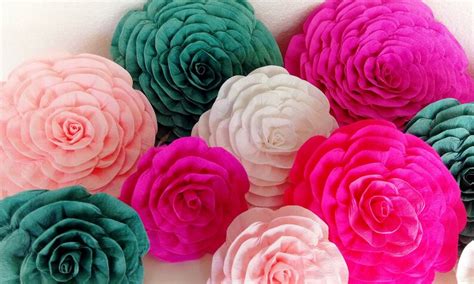 Pink Gold Teal Encanto Large Paper Flowers Wall Decor Etsy