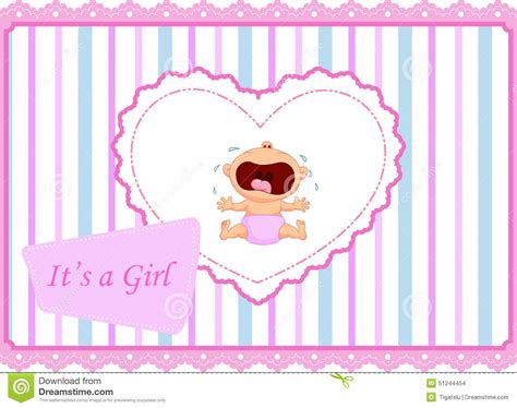 Cartoon Baby Girl Crying Card Stock Vector Illustration