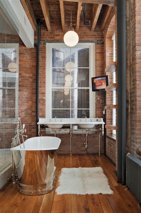 20 Breathtaking Rooms With Exposed Brick Eclectic Bathroom Brick