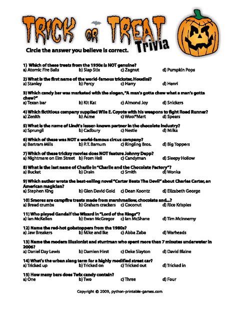 Funny questions are great for generating a laugh and breaking the ice, and sometimes they can be downright silly. Halloween Trivia Questions And Answers Free Printable ...