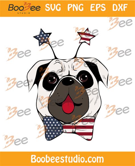 America pug dog svg, independence day svg, 4th of july svg, pug svg