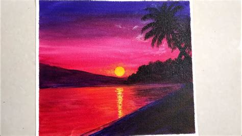 Ocean Easy Simple Beach Sunset Painting The Best Colors For Painting