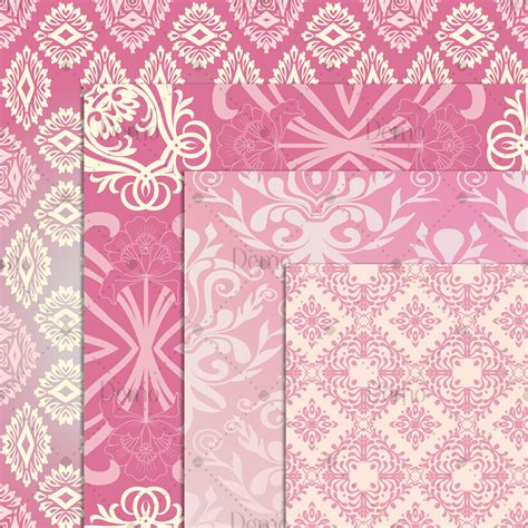 16 Pink Damask Texture Papers Ombre Paper Luxury Paper Digital