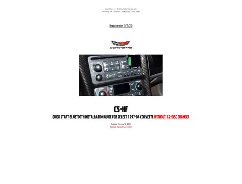 Corvette C5 Hf Quick Start Manual Pdf Download Manualslib