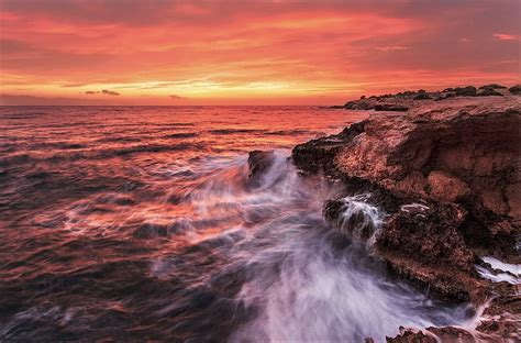 Twilight Rocky Seacoast Coast Sea Sky Clouds Oceans Rocks