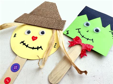 Easy Fall Craft For Toddlers And Kids Popsicle Stick Puppets With Theater