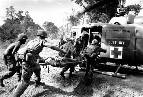 Us Casualty Is Medevaced During Ops North Of Saigon South Vietnam