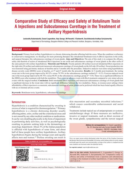 Pdf Comparative Study Of Efficacy And Safety Of Botulinum Toxin A
