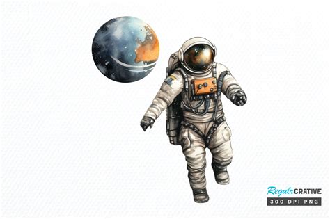 Astronaut Planets Watercolor Sublimation Graphic By Regulrcrative