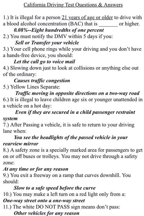Dmv California Class C Study Guide Drivers License Written Test With