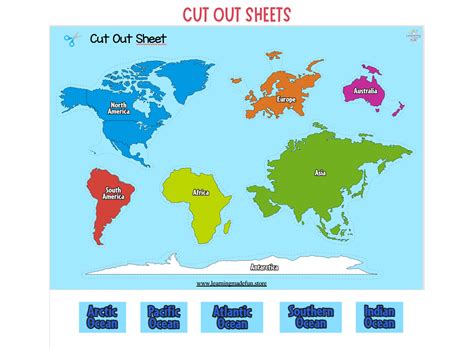 Continents Matching Activity World Map Printable Continents Etsy