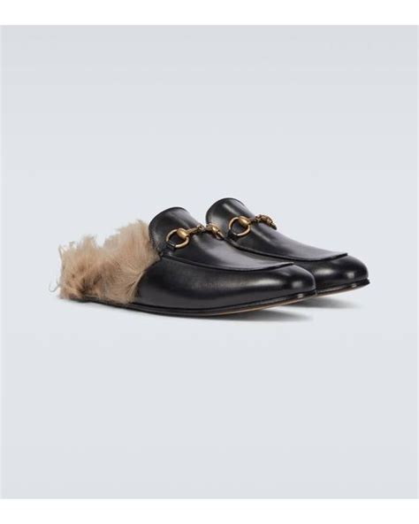 Gucci Princetown Leather Slippers In Black For Men Lyst
