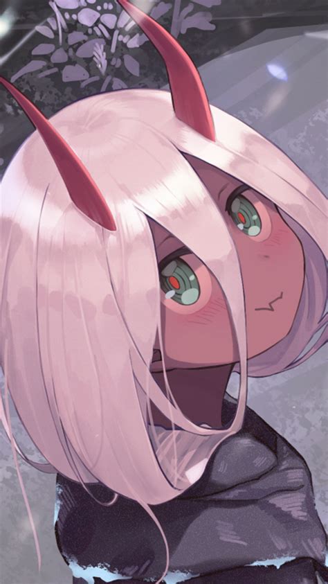 Download Wallpaper 750x1334 Horns Anime Girl Devil Cute Zero Two Iphone 7 Iphone 8