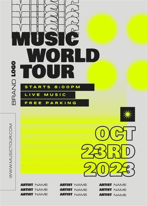 Edit And Get This Modern Gradient Music World Tour Poster Template For Free