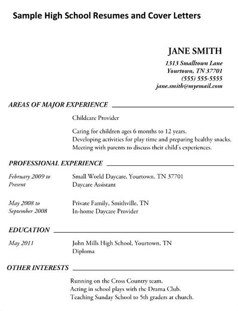 Sample High School Resumes And Cover Letters Free Samples Examples