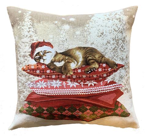 Christmas Pillow Cover Christmas Decor Cat Lover T Etsy In 2021