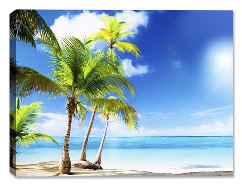 Tropical Beach And Palm Trees On Ocean 1 Canvas Art Plus