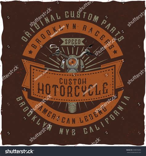 Handcrafted Custom Motorcycle Label Vintage Font Stock Vector Royalty