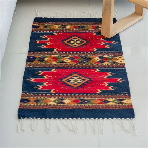 Handmade Mexican Zapotec Wool Area Rug 2x35 Spirit Of The Scarlet