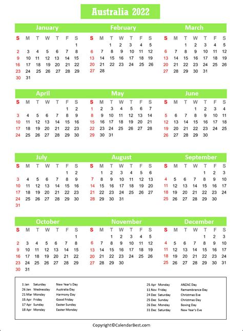 Calendar 2022 Australia Free Printable Calendar 2023