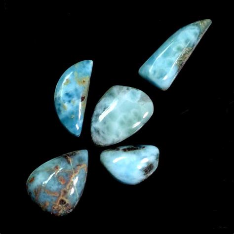 Cts Natural Sky Blue Larimar Pcs Mixed Lots Cabochon