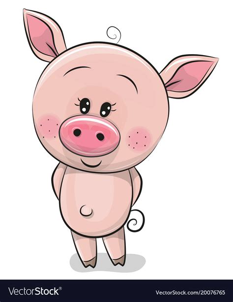 Cute Cartoon Pig Isolated On A White Background Vector Image