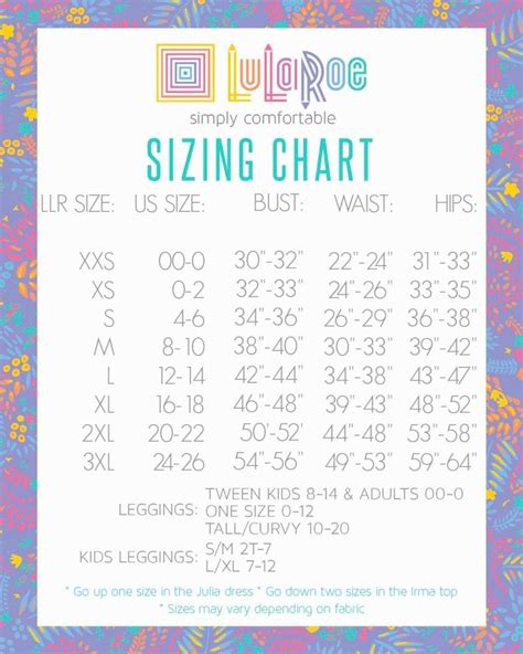 Lularoe Liv Size Chart