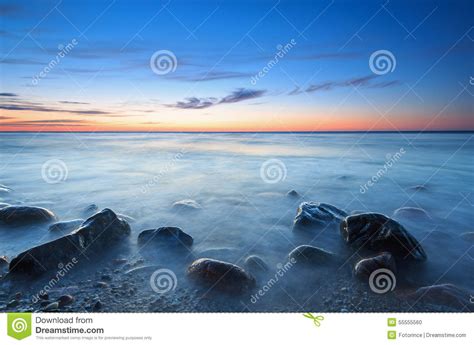 Sunset Over The Baltic Sea Stock Photo Image Of Europe 55555560
