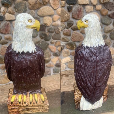 Eagle Chainsaw Carving Bald Eagle Hand Carved Wood Eagle Etsy