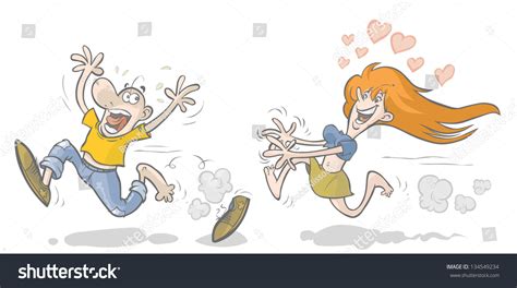 Man Chased By Woman Stock Vector Illustration 134549234 Shutterstock