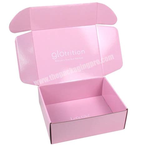 custom logo glossy cardboard cartons shipping mailer box pink cosmetic set mailing skin care
