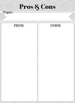 Pros Cons Graphic Organizer By Teaching In The City Tpt