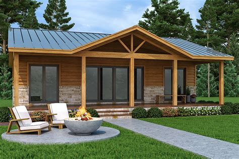 2 Bed Rustic Cabin With 10 Deep Front Porch 31171d Architectural