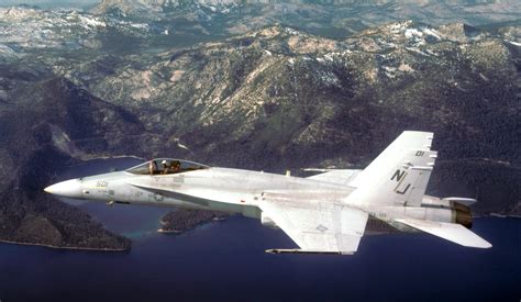 An Air To Air Left Side View Of An Fa 18a Hornet Aircraft From Fighter