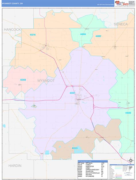 Wyandot County Oh Wall Map Color Cast Style By Marketmaps