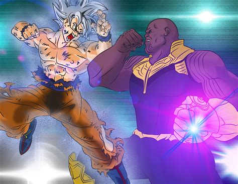 The Mad Titan Thanos With 2 Infinity Stones Faces Off Against Goku In