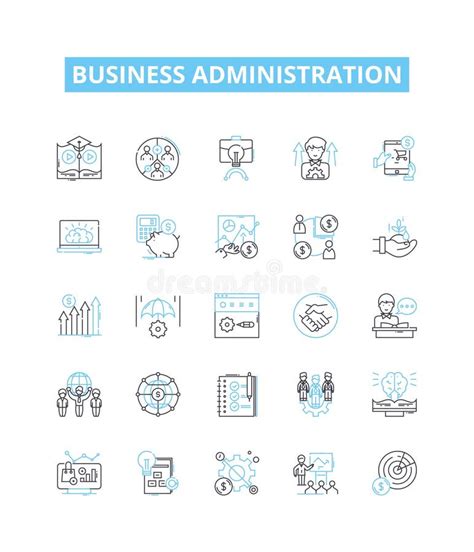 Business Administration Vector Line Icons Set Management Planning