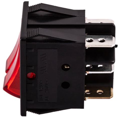 Interruptor Luminoso Basculante Rojo Dos Canales Dpdt 6 Pin Cablematic